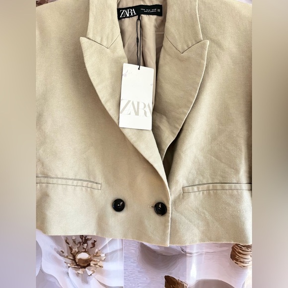 NWT Zara 2pcs LINEN BLAZER SHORTS SET SiZE M - Picture 10 of 12